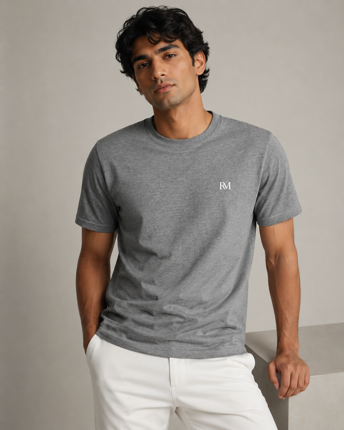 ROCCO MILANO Essential T-Shirt Herren Weiß – Model M/L