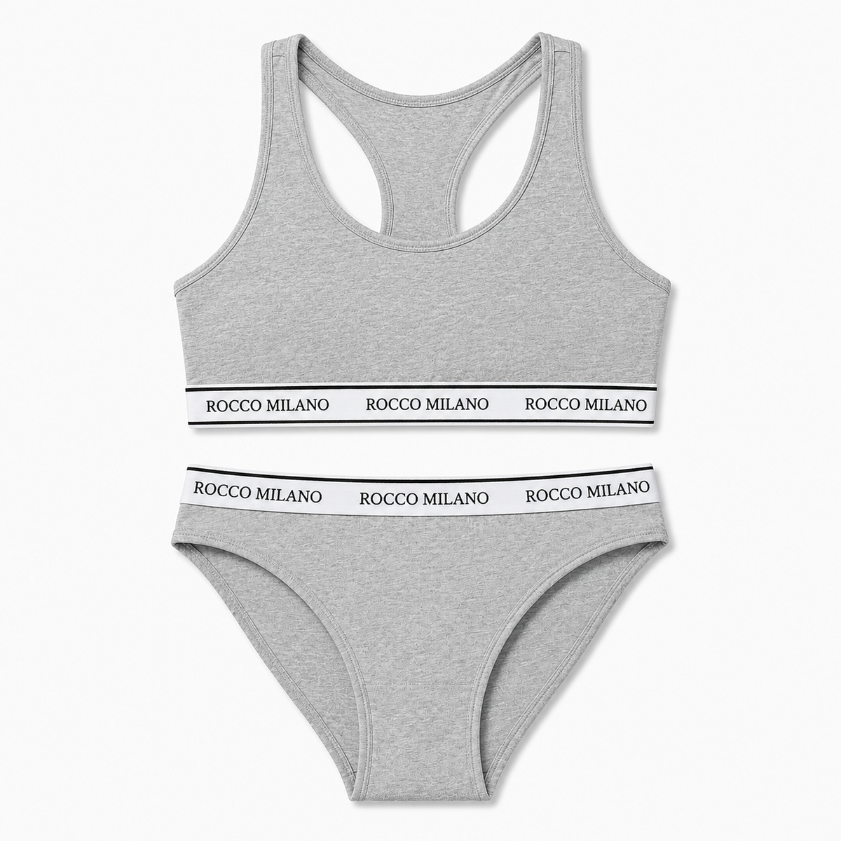 Top und Slip in Grau Melange mit ROCCO MILANO Logobändern
