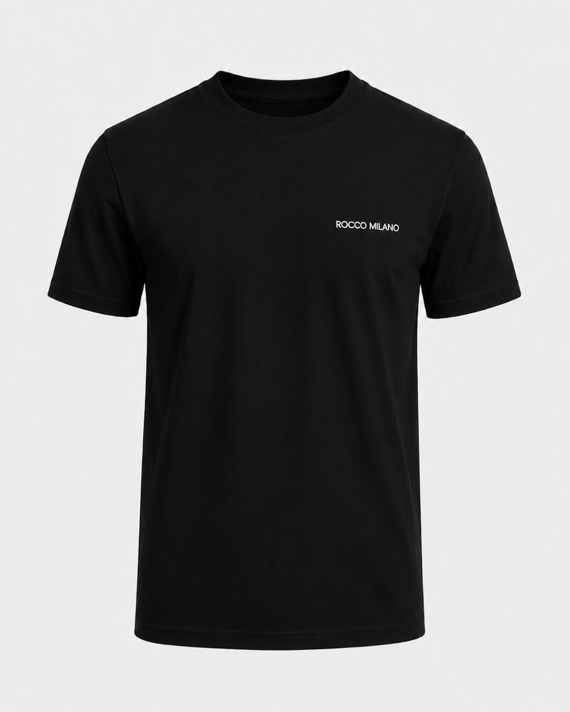 ROCCO MILANO Essential T-Shirt Damen Schwarz Ghost Mockup