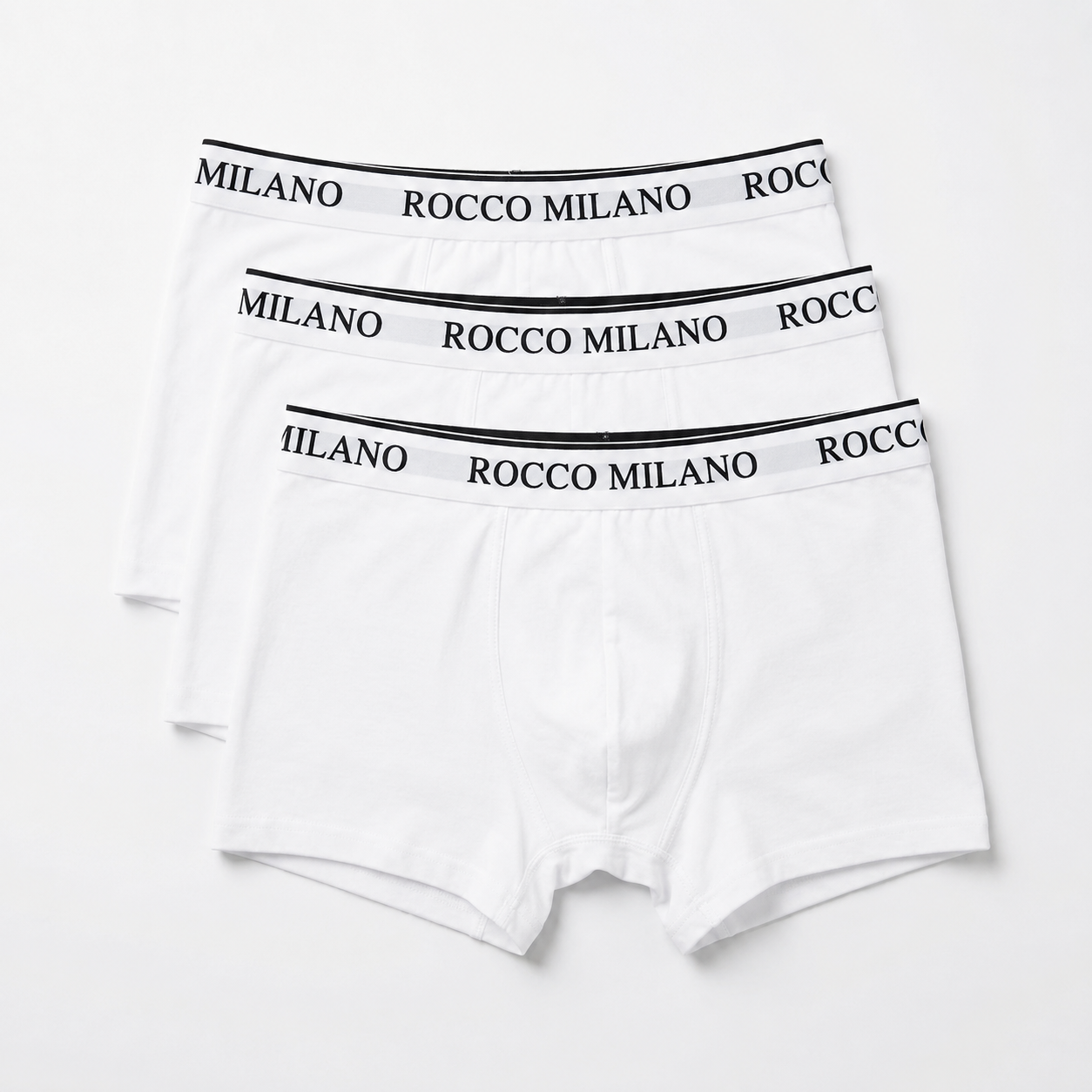 ROCCO MILANO Boxershorts Weiß 3er Flatlay