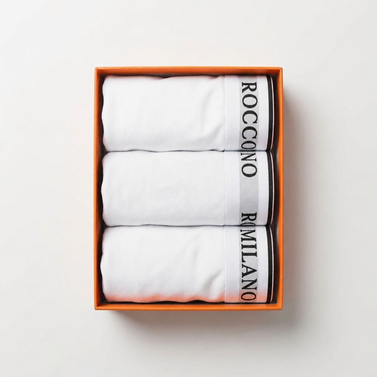 ROCCO MILANO Boxershorts Box Weiß – 3 Paar gefaltet